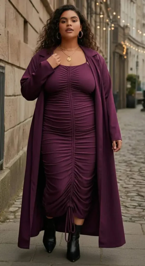 Tiered Midi Skirt with Fitted Turtleneck