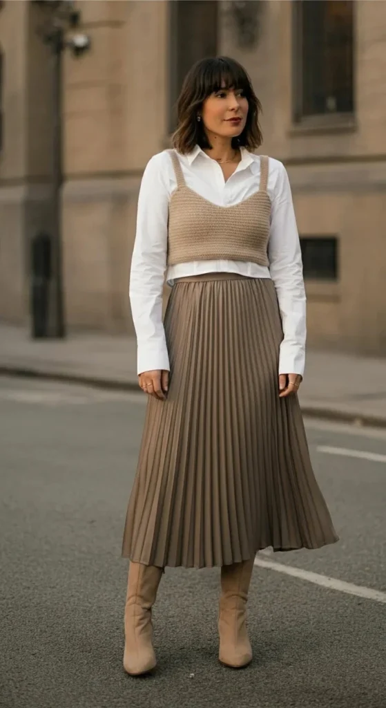 Ruched Dress with Duster Coat
