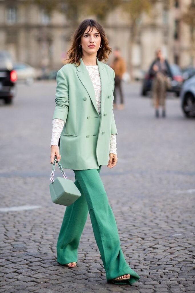 Green and White Statement Look