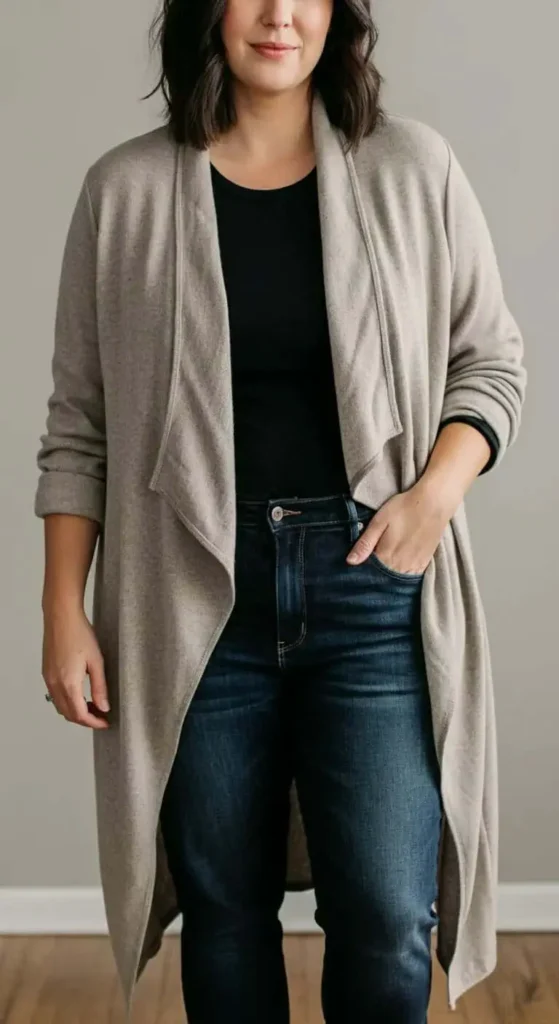 High-Low Blouse with Straight Trousers