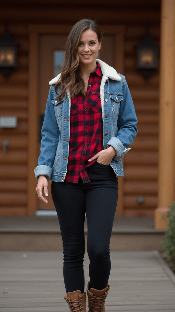 . Flannel Shirt + Sherpa-Lined Jacket