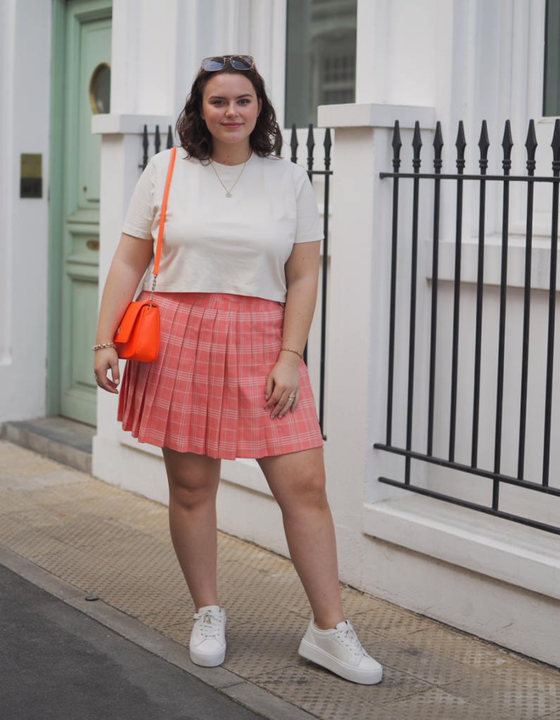 20. Oversized Crewneck and Plaid Mini Skirt
