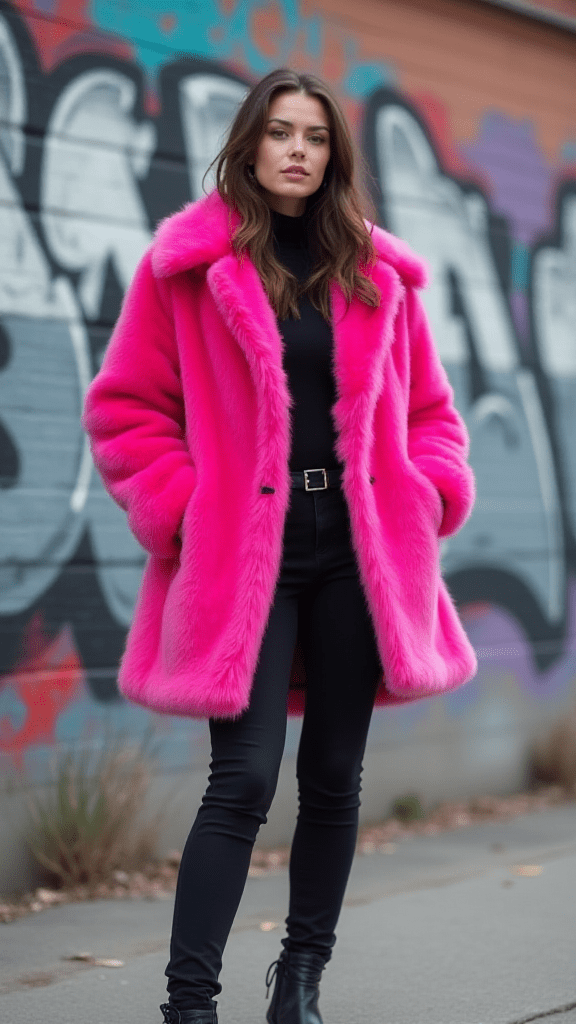 9. Colorful Faux Fur Coat