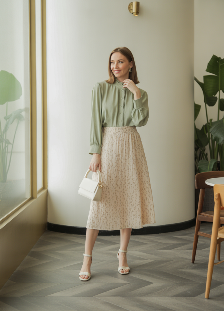 Elegant Sage and Floral Ensemble