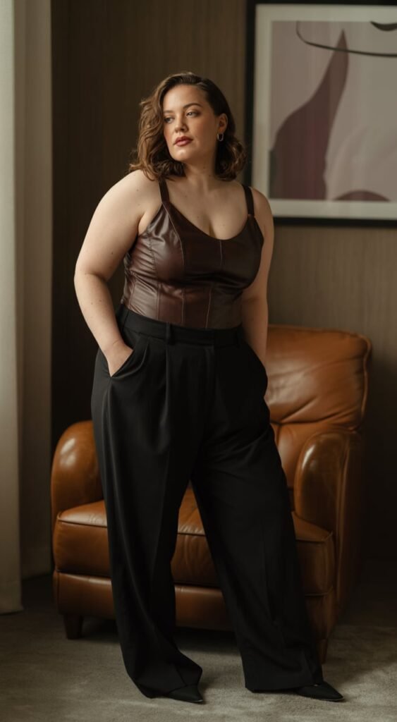 Steampunk-Inspired Corset with Wide-Leg Pants