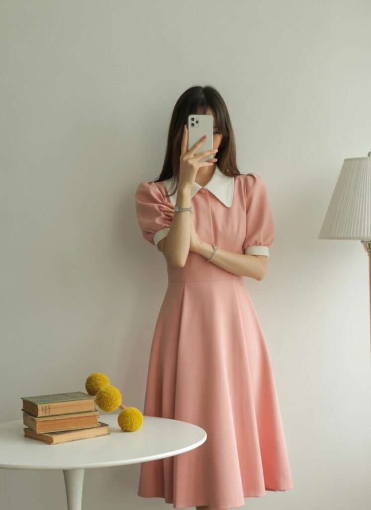 Vintage-Inspired Peach Dress