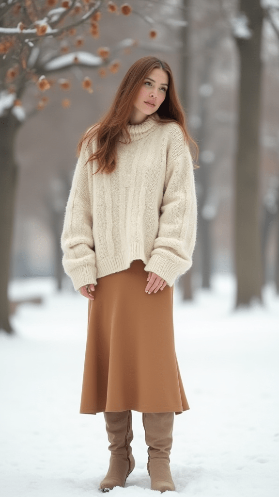  Midi Skirt and Chunky Sweater