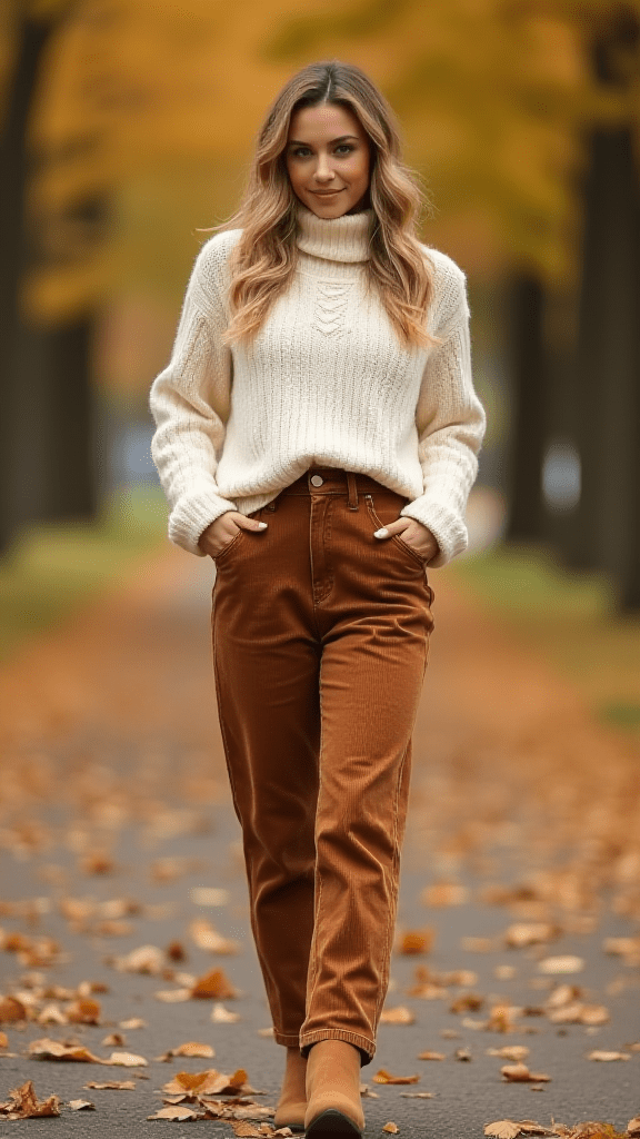 Cable Knit Sweater + Corduroy Pants
