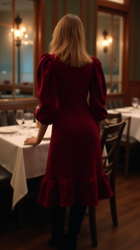 Puff-Sleeve Dress and Over-the-Knee Boots