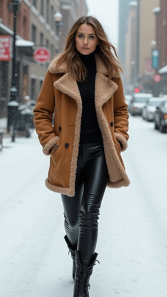 Shearling Jacket & Leather Pants