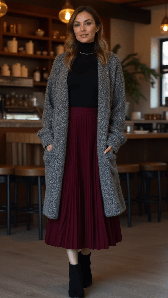 Oversized Cardigan + Midi Skirt