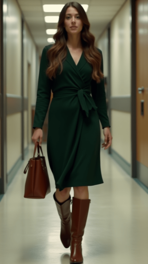 Wrap Dress + Knee-High Boots