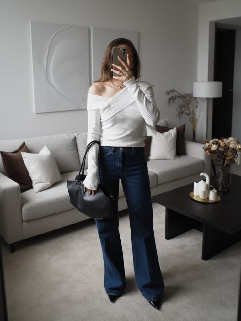 Off-Shoulder Top & Jeans