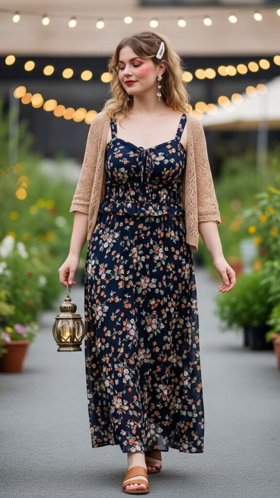 Floral Dress with Cozy Cardigan