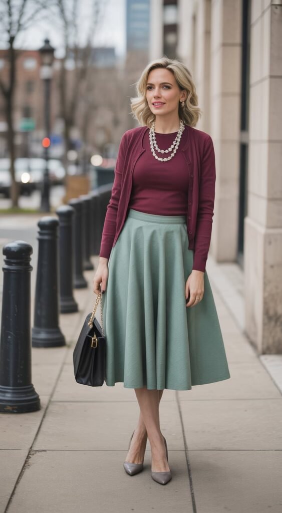Circle Skirt and Cardigan Set
