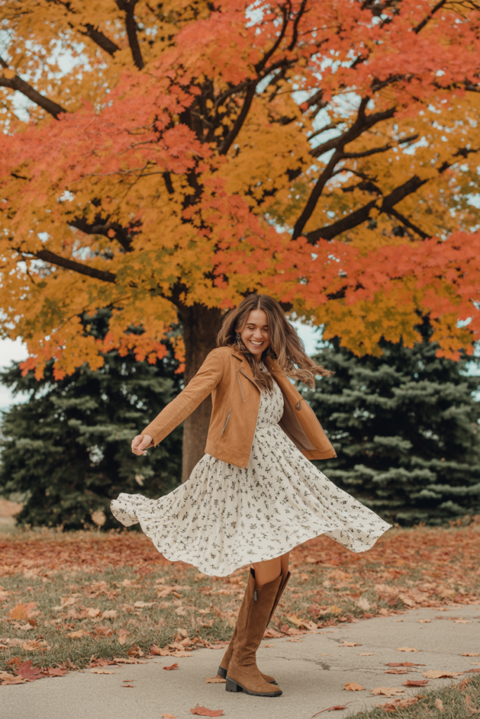Floral Maxi with Autumn Leather
