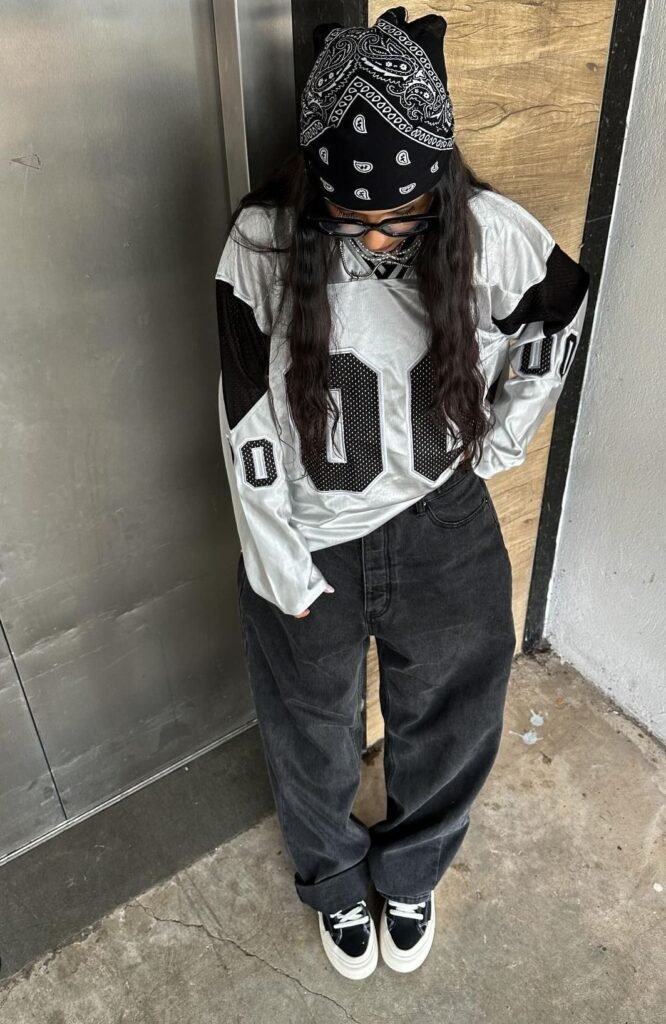 Bandana Print Shirt with Cargo Pants and Retro Sunglasses