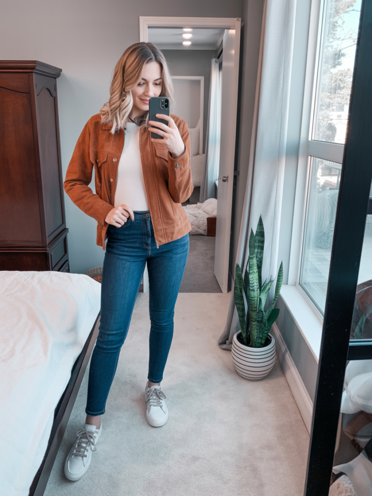 Rust Jacket and Denim Casual Chic