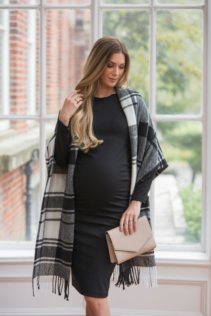 Plaid Wrap Over Fitted Dress