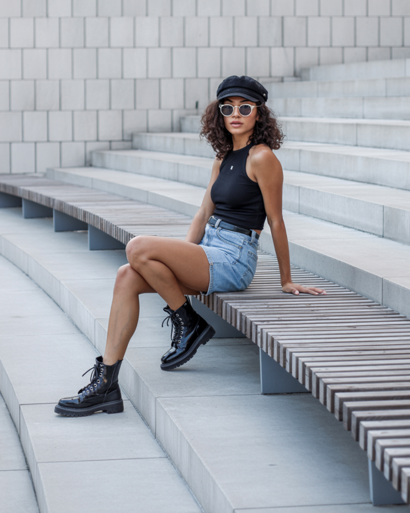 Edgy Chic with Denim Accents