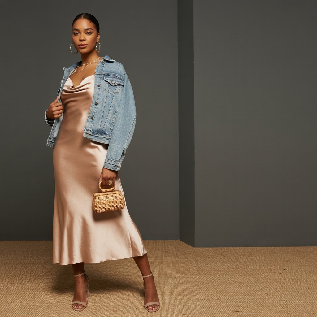  Slip Dress with a Denim Jacket