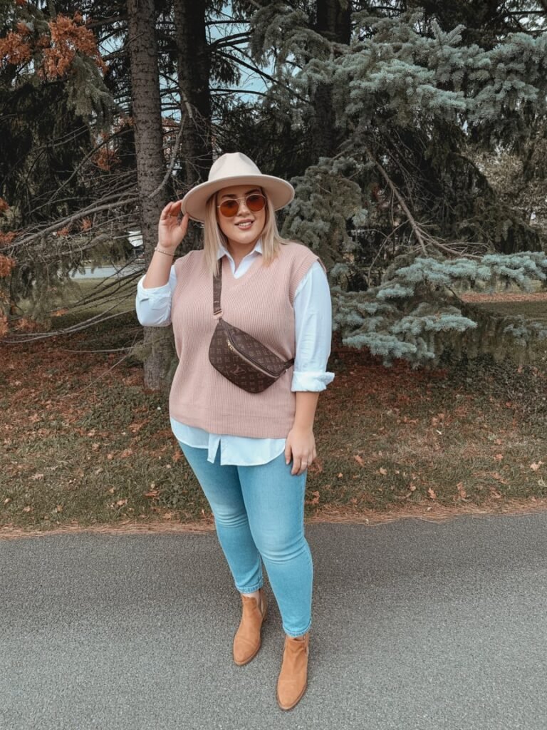 Blush Sweater Vest Autumn Chic