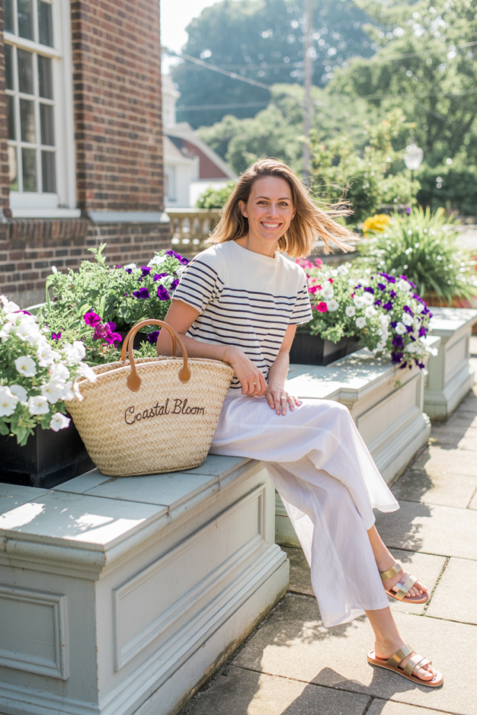 Striped Tee and White Trousers
