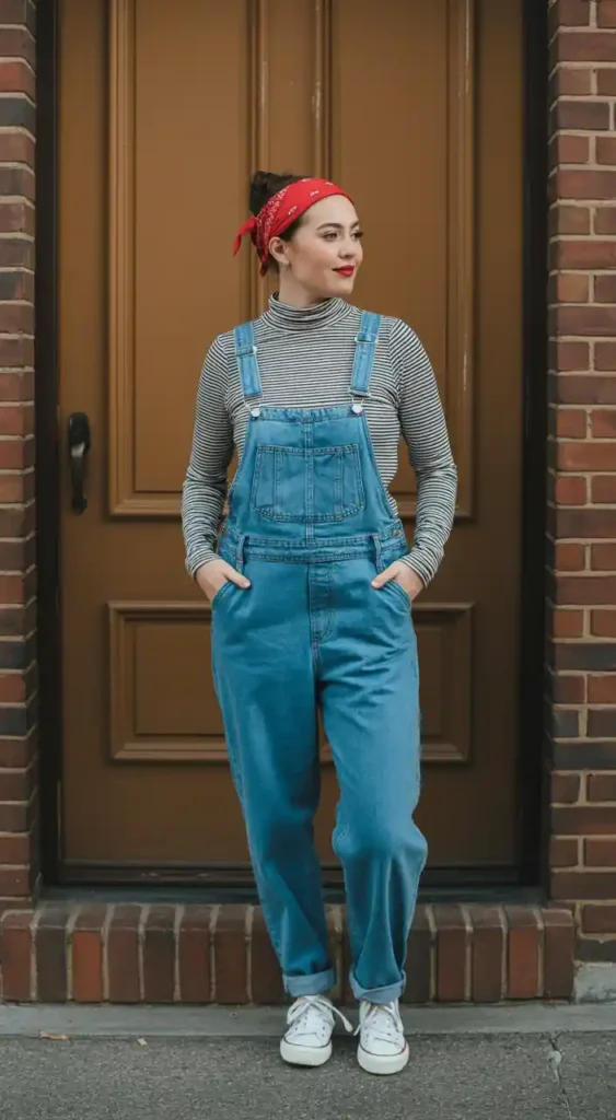Vintage Denim Overall Ensemble