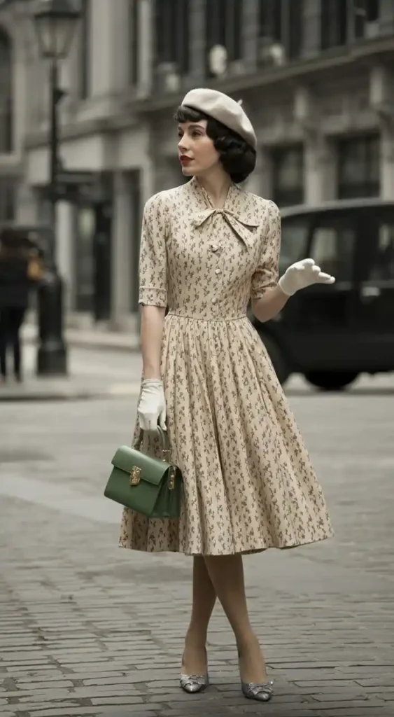 Tea-Length Shirt Dress with Accessories