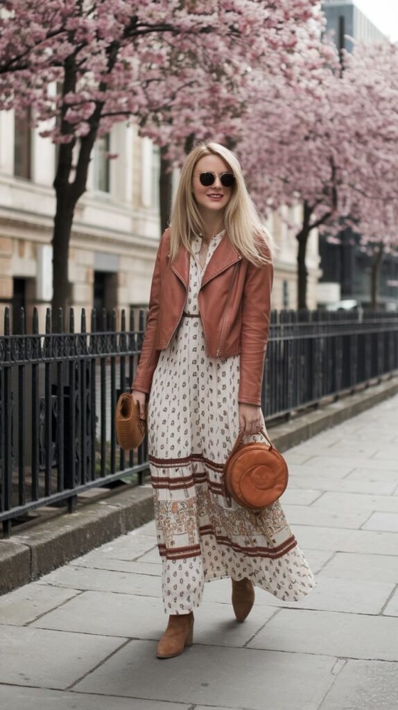 Floral Maxi with Autumn Leather