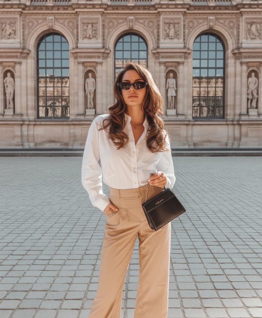 Crisp White Shirt and Khaki Trousers