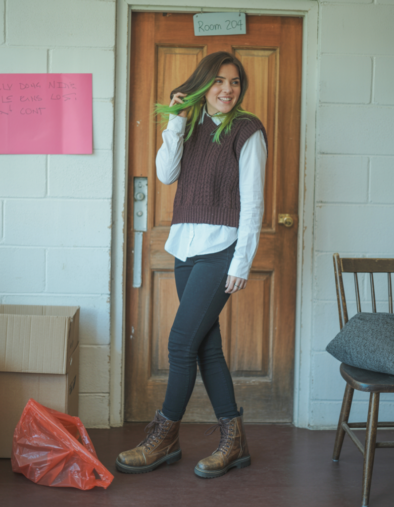 Layered Knit Vest and Button-Down