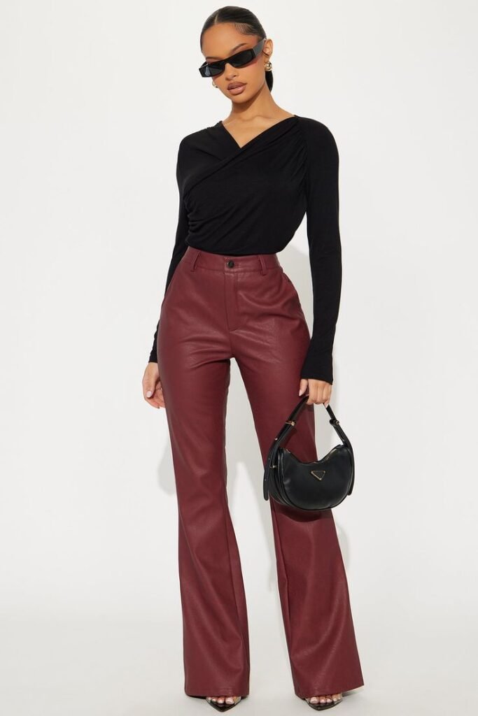 Burgundy Leather Co-ord Set