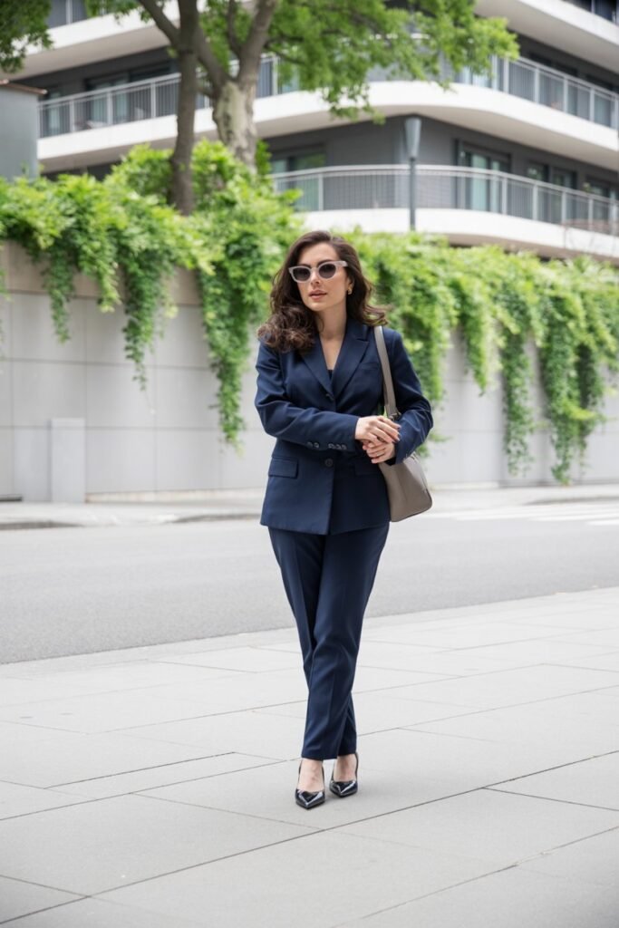 Monochromatic Navy Suit for Autumn