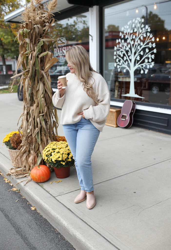 Cozy Cream Sweater and Skinny Jeans
